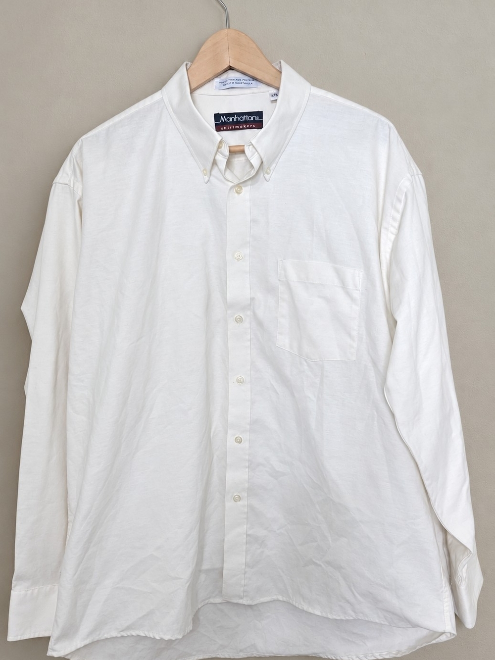 Manhattan Essentials White Button-Down Oxford Shirt